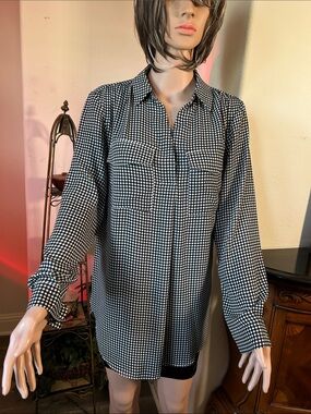 Premise Black and White Gingham Button-Down Shirt